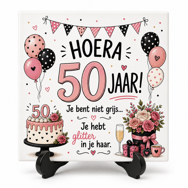 Hoera 50 Jaar! Je bent niet grijs - Verjaardagstegeltje