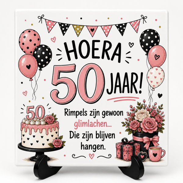 Hoera 50 Jaar! (Sarah) - Tegeltje