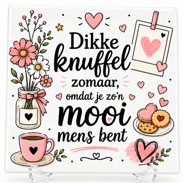 Dikke knuffel zomaar omdat je zo'n mooi mens bent - Tegeltje