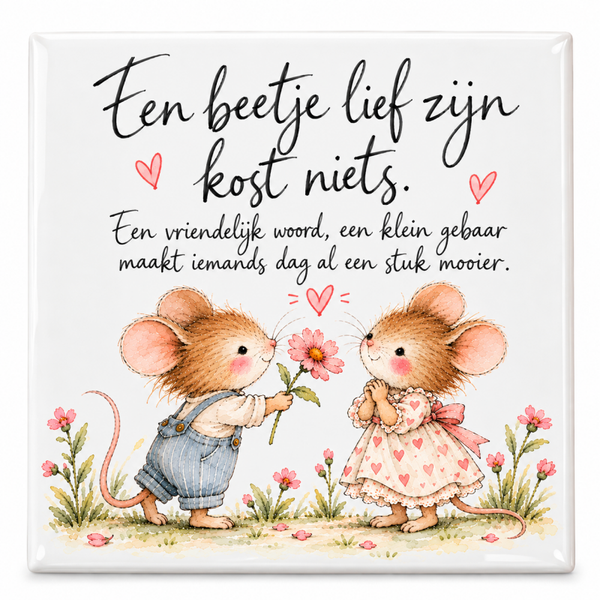 Positief tegeltje - Een beetje lief zijn kost niets