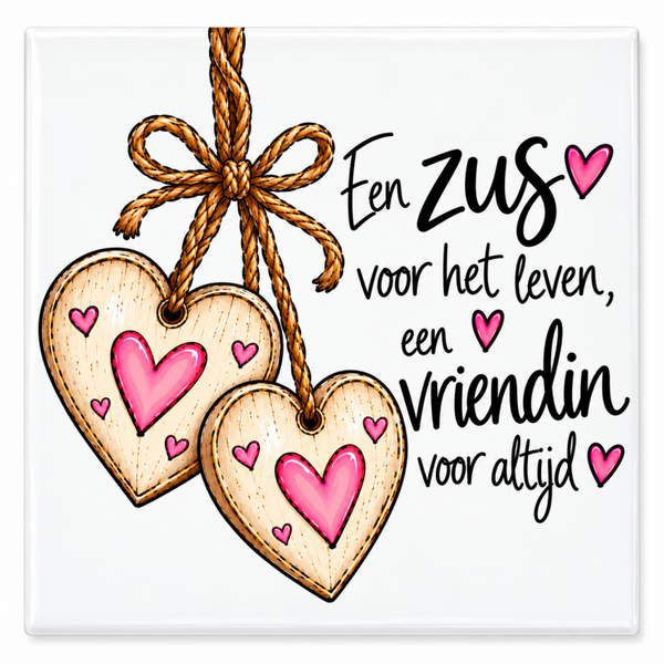 Zussen tegeltje - Een zus voor het leven, een vriendin voor altijd