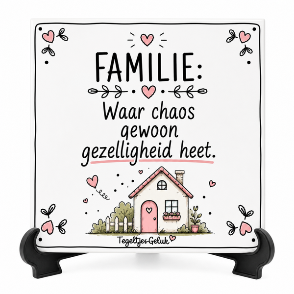 Grappig tegeltje - Familie | Waar chaos gewoon gezelligheid heet