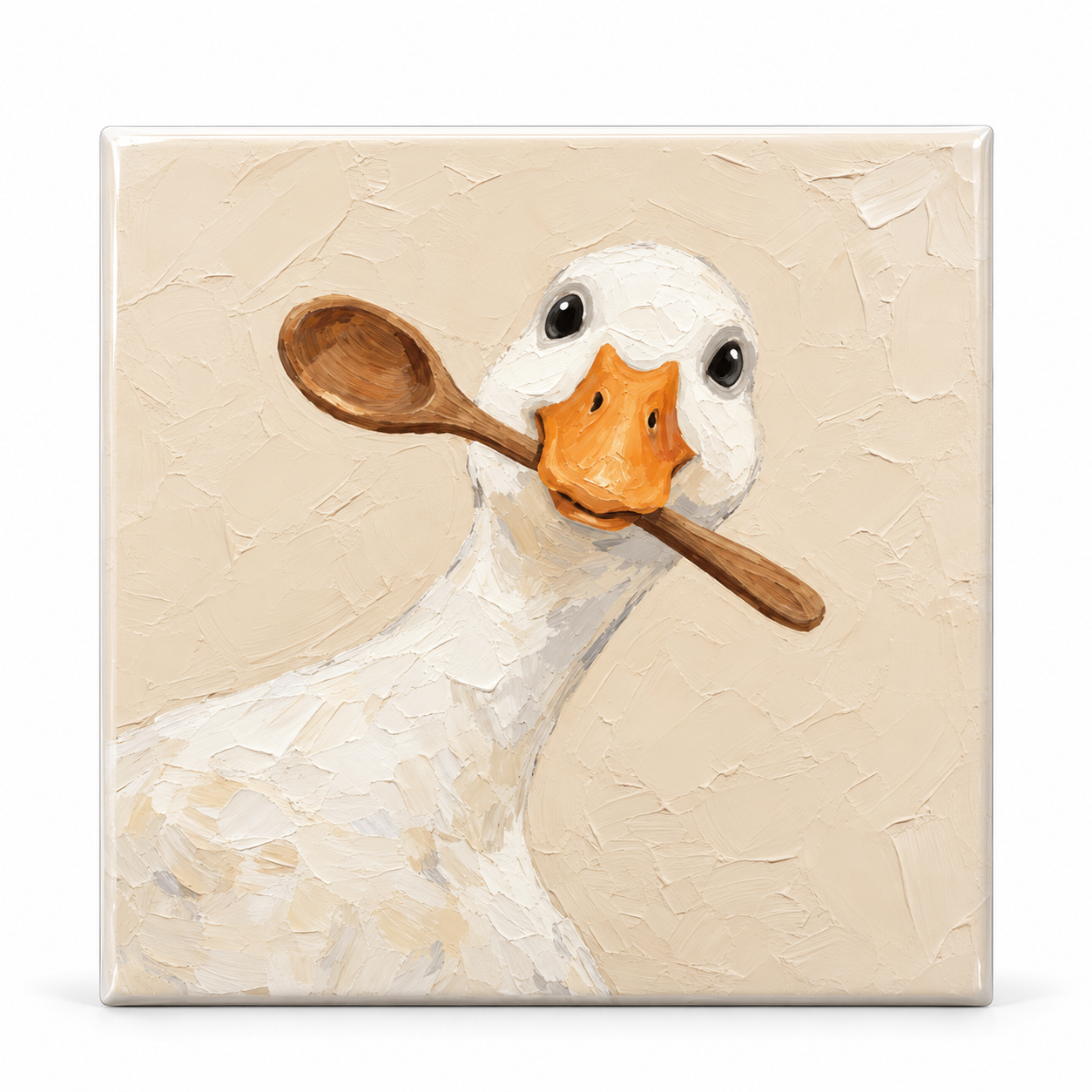 Grappig tegeltje - Gans met pollepel