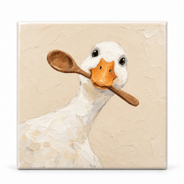 Grappig tegeltje - Gans met pollepel