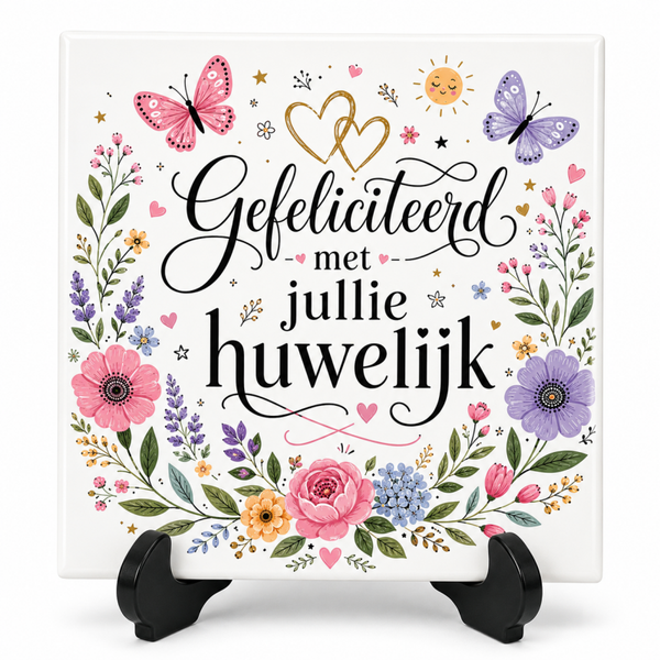 Gefeliciteerd met jullie huwelijk - Tegeltje