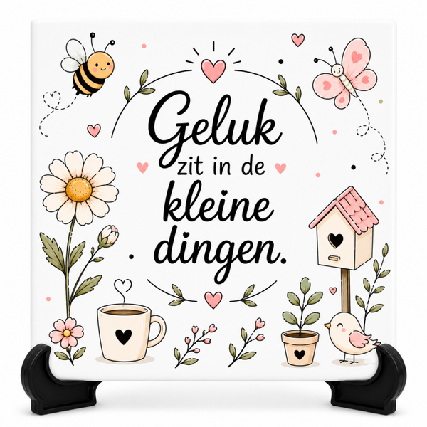 Geluk zit in de kleine dingen - tegeltje