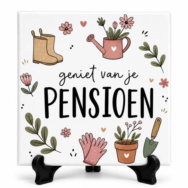 Geniet van je pensioen - tegeltje (flowers)