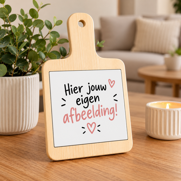 Gepersonaliseerd tegeltje met decoratieplankje