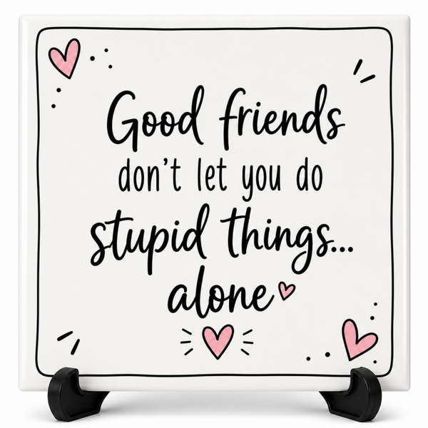 Good friends don't let you do stupid things.. alone - Tegeltje