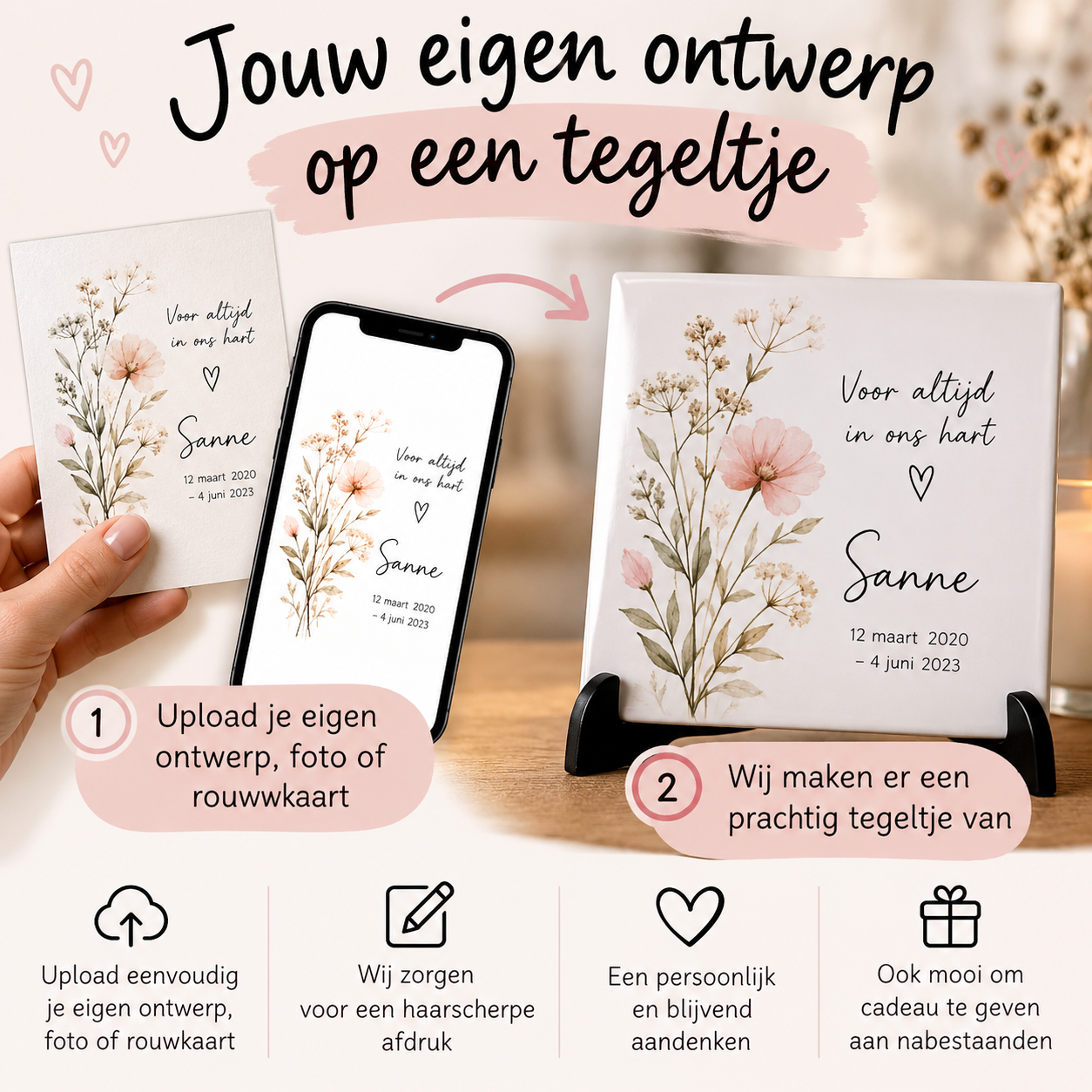 Herdenkingstegeltje - Maak jouw eigen persoonlijke tegeltje