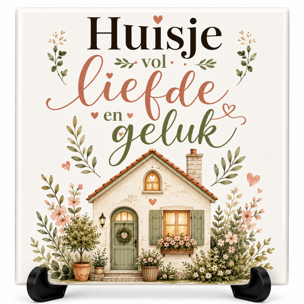 Huisje vol liefde & geluk - tegeltje