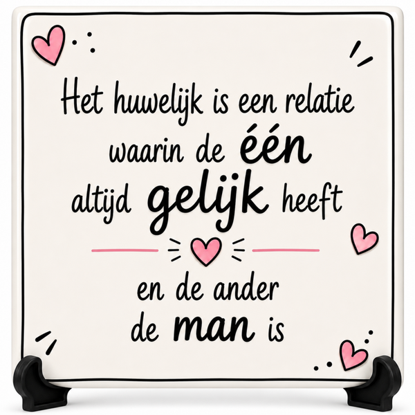 Het huwelijk is een relatie.. - tegeltje