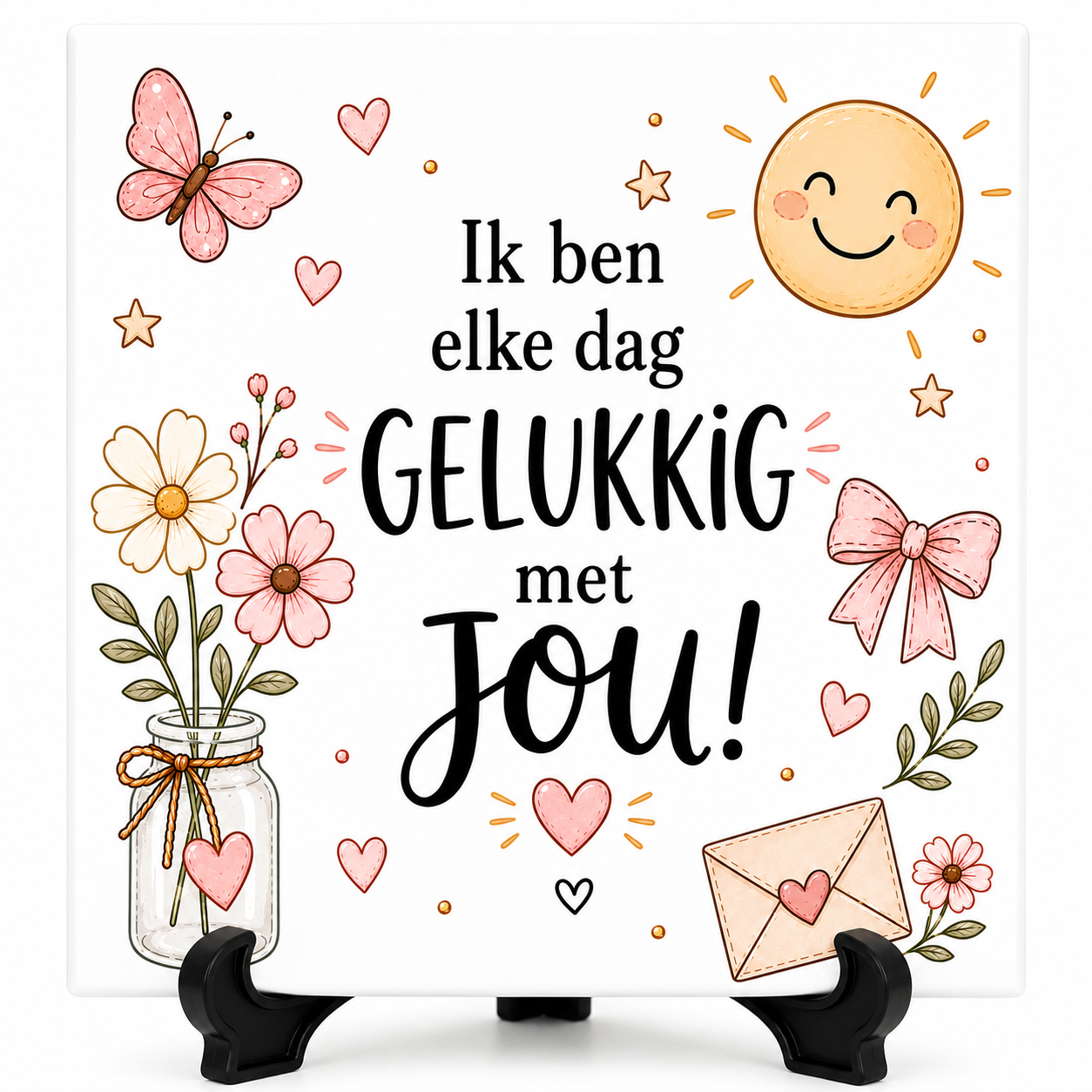 Ik ben elke dag gelukkig met jou! - Tegeltje
