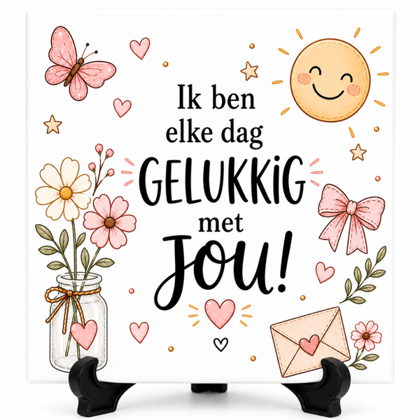 Ik ben elke dag gelukkig met jou! - Tegeltje