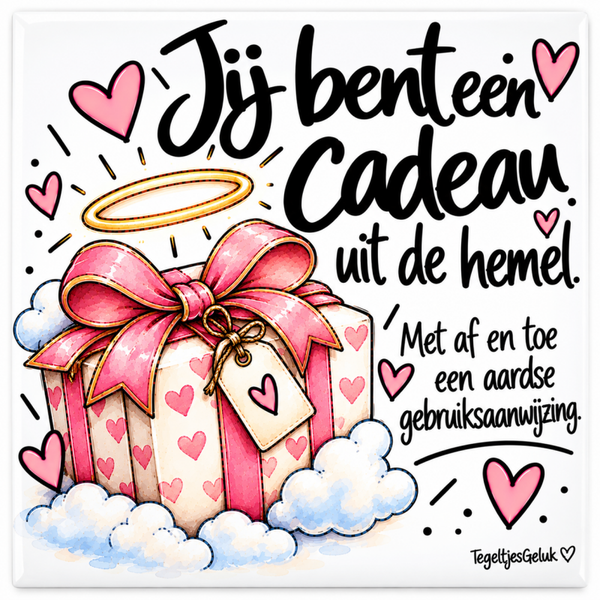 Waardering tegeltje - Jij bent een cadeau uit de hemel