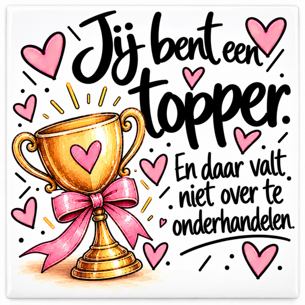 Waardering tegeltje - Jij bent een TOPPER, en daar valt niet over te onderhandelen