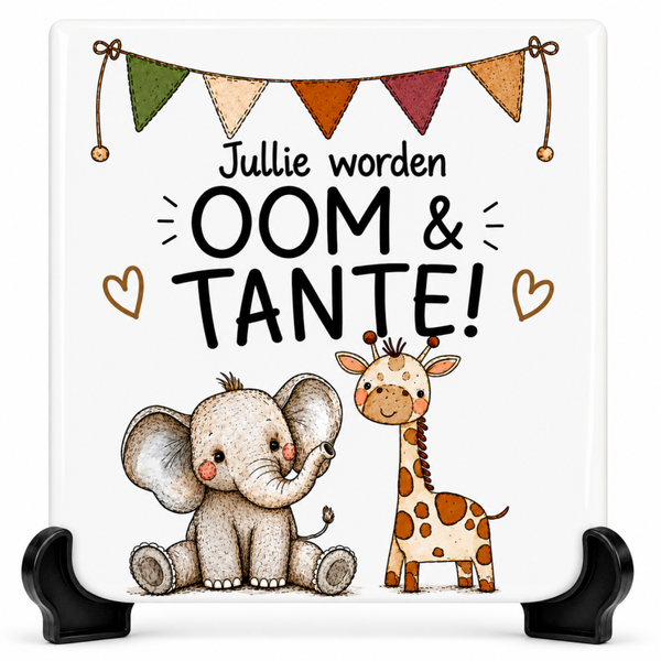 Zwangerschapsaankondiging Tegeltje - Oom & Tante (Bosdieren)