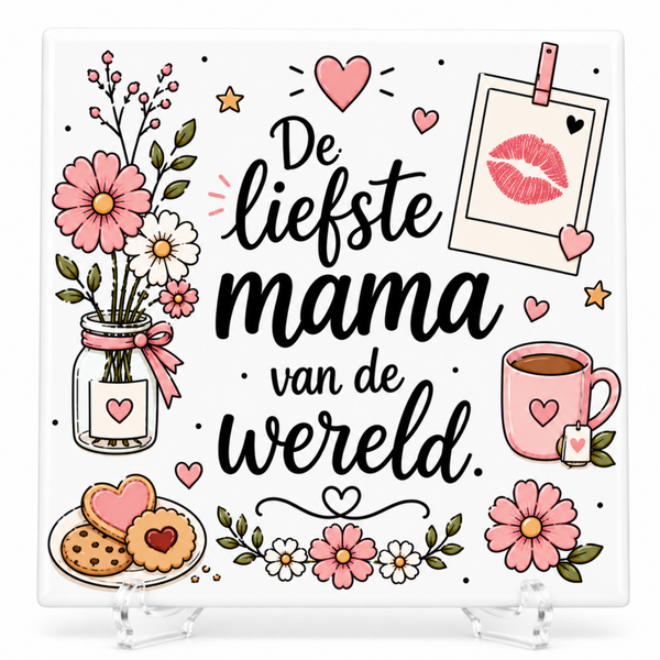 De liefste mama van de wereld - tegeltje (FLOWER)