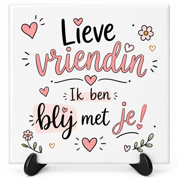 Lieve vriendin, ik ben blij met je! - tegeltje