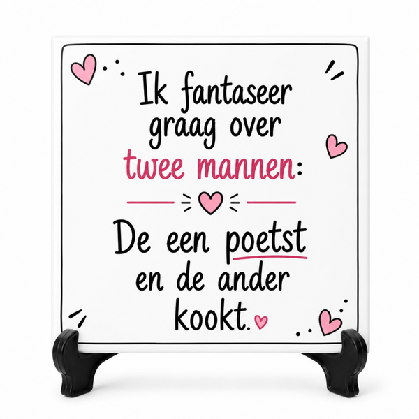 Grappig tegeltje - Ik fantaseer graag over twee mannen..