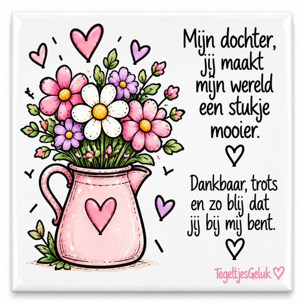 Dochter tegeltje - Jij maakt mijn wereld een stukje mooier