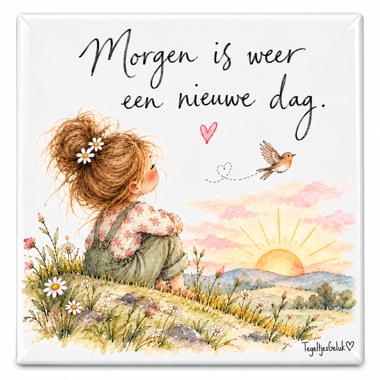 Zelfliefde tegeltje - Morgen is weer een nieuwe dag