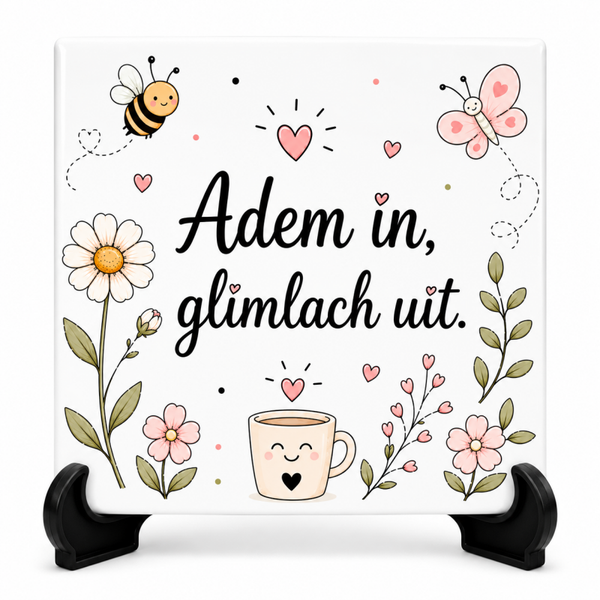 Adem in, glimlach uit - tegeltje