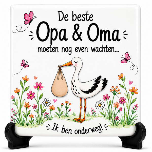 Zwangerschapsaankondiging Tegeltje voor Opa & Oma