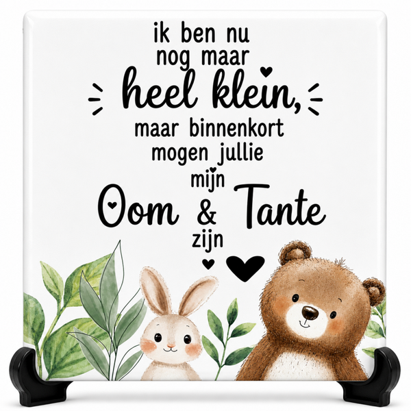 Zwangerschapsaankondiging OOM en TANTE (Bosdieren) - Tegeltje