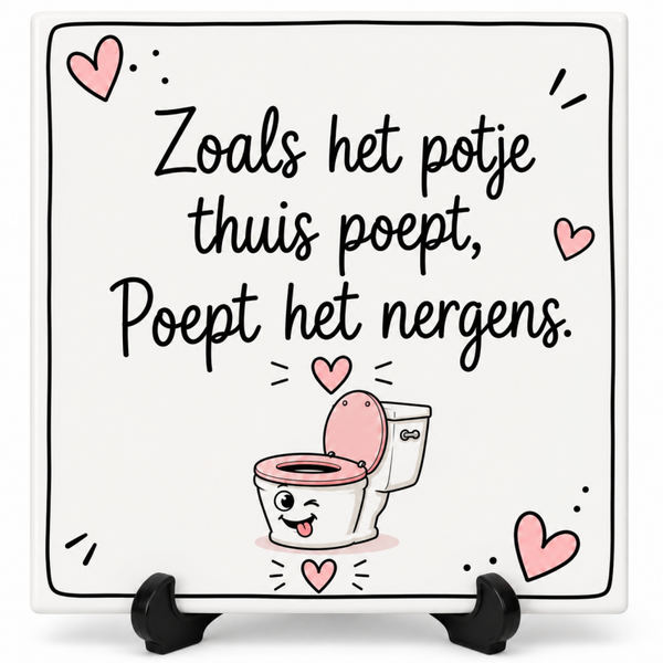 Zoals het Potje Thuis Poept – Grappig WC Tegeltje