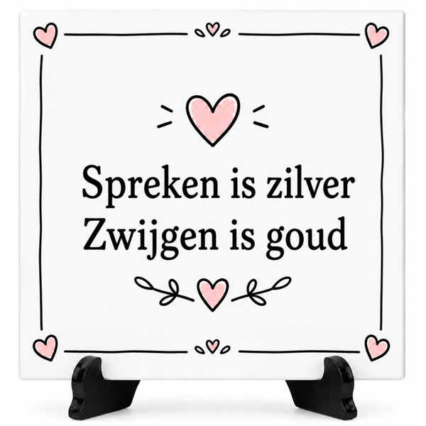 Spreuk tegeltje - Spreken is zilver, zwijgen is goud