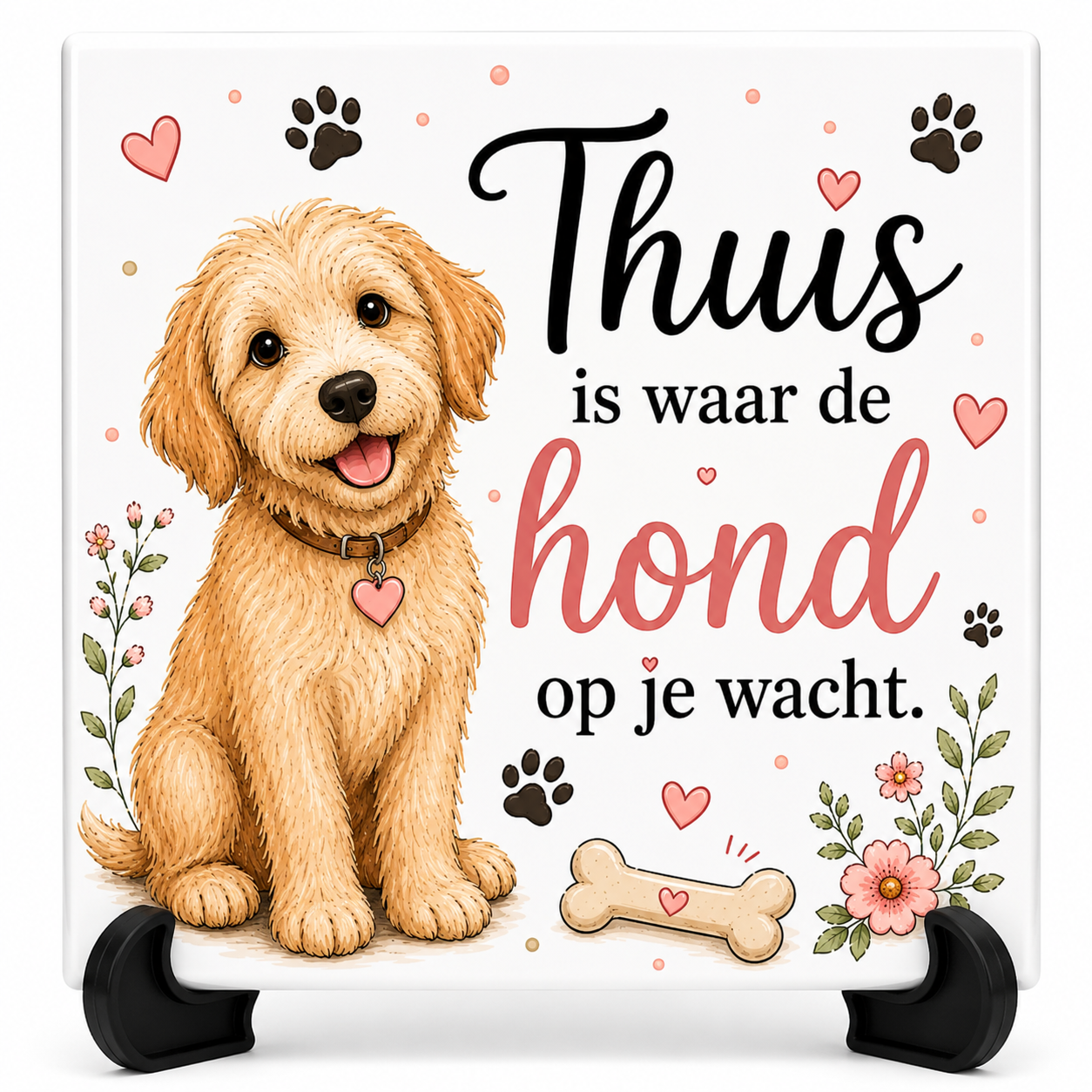 Huisdier tegeltje - Thuis is waar de hond op je wacht