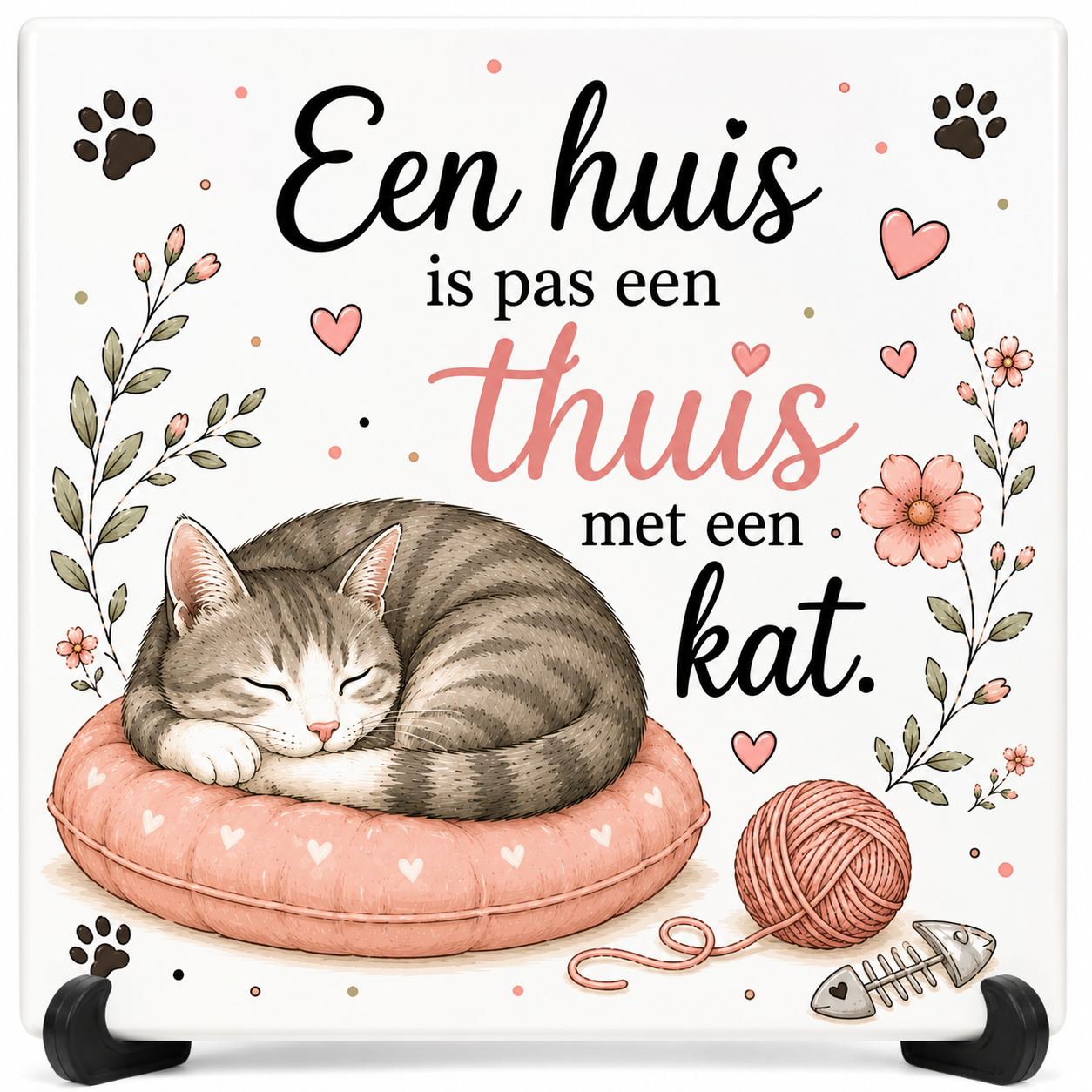 Huisdier tegeltje - Een huis is pas een thuis met een kat