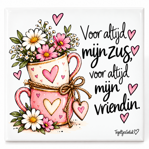 Zussen tegeltje - Voor altijd mijn zus, voor altijd mijn vriendin