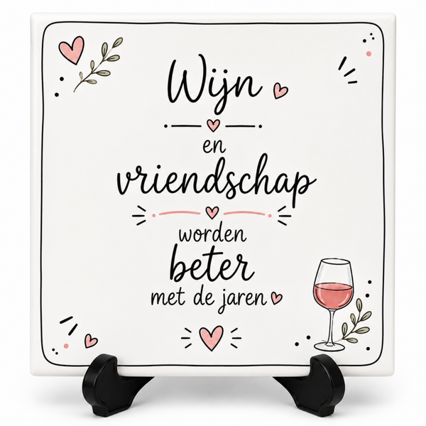 Wijn en Vriendschap Tegeltje