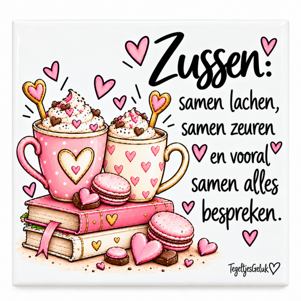 Zussen tegeltje - Zussen: samen lachen, samen zeuren..