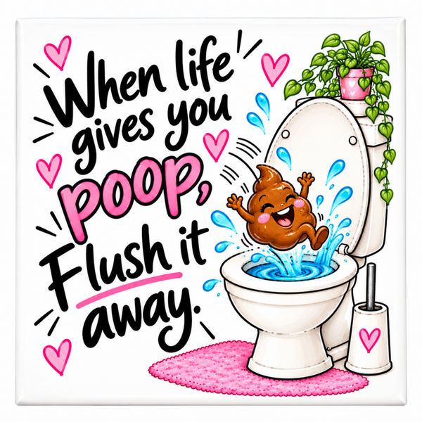 Grappig WC tegeltje - When life gives you poop. flush it away