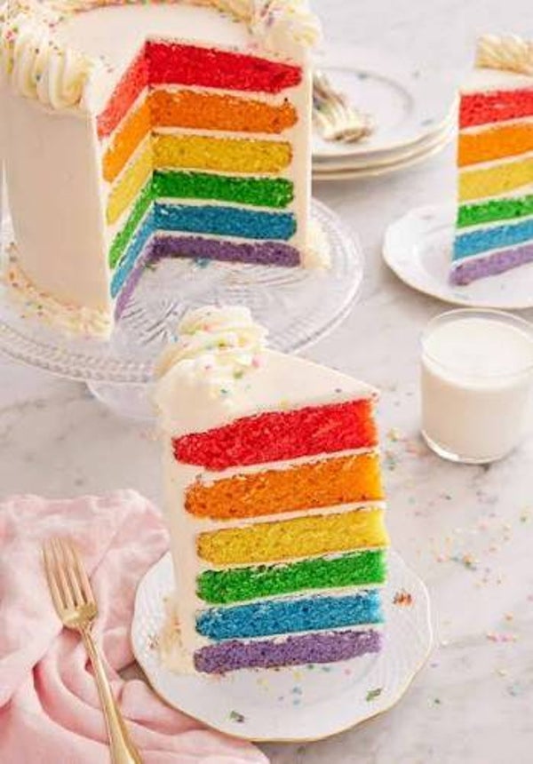 Gâteau d anniversaire  au chocolat arc en ciel pour 15 personnes .