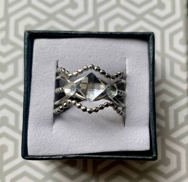 Anello acciaio rombo