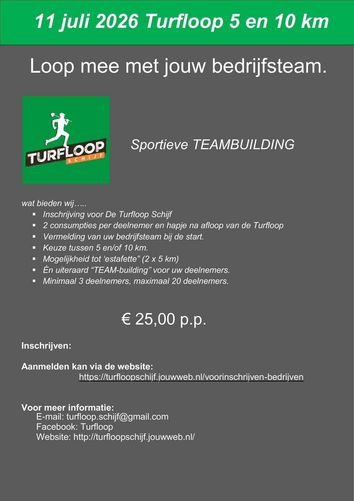 Voorinschrijven bedrijven | turfloop schijf/turfloopschijf