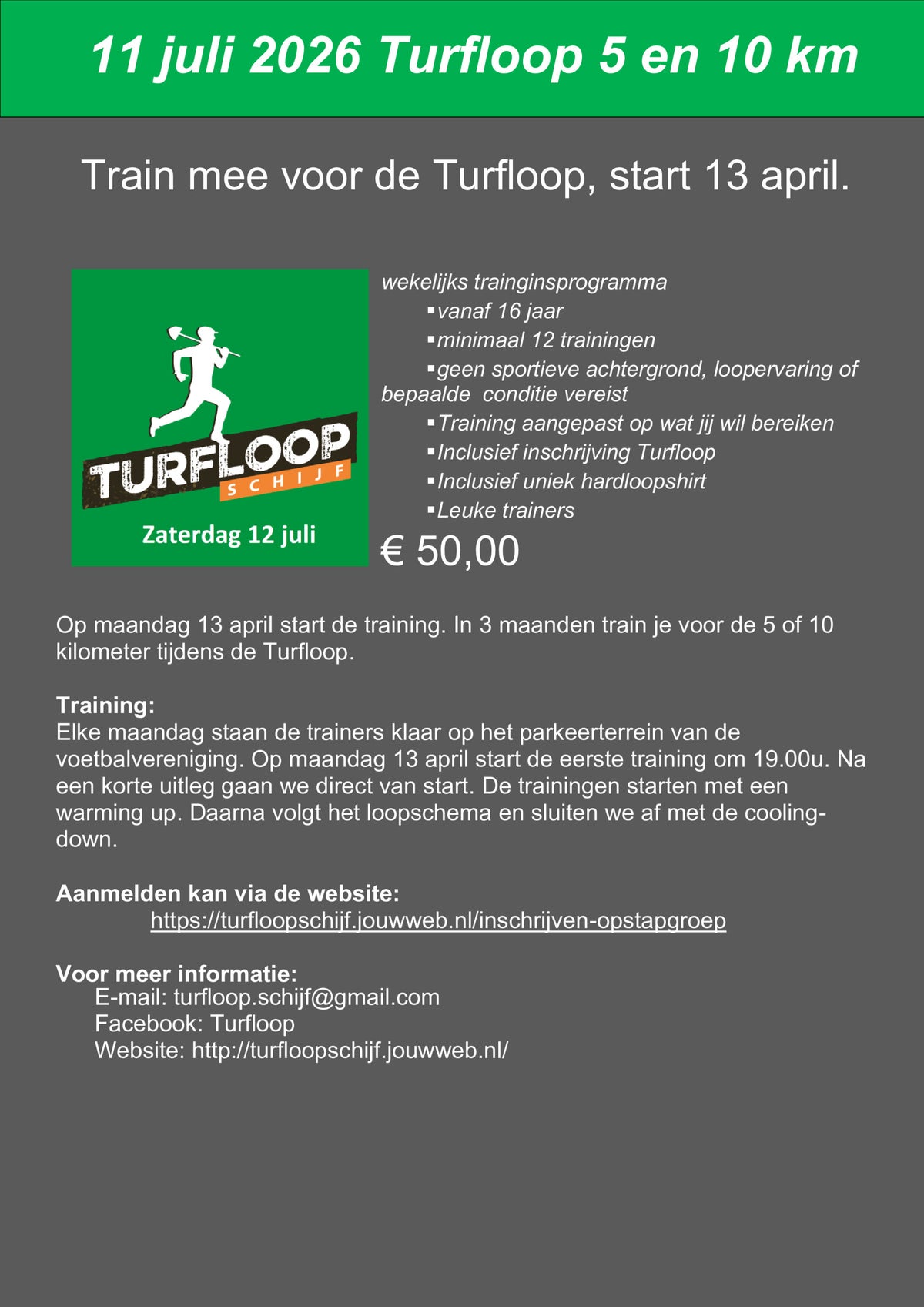Inschrijven voor de trainingsgroep | turfloop schijf/turfloopschijf