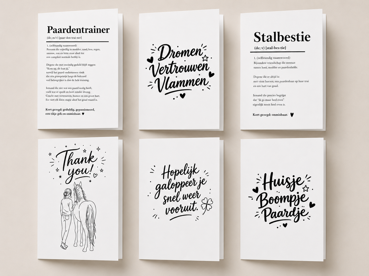 Wenskaarten Set  6 Paardenkaarten