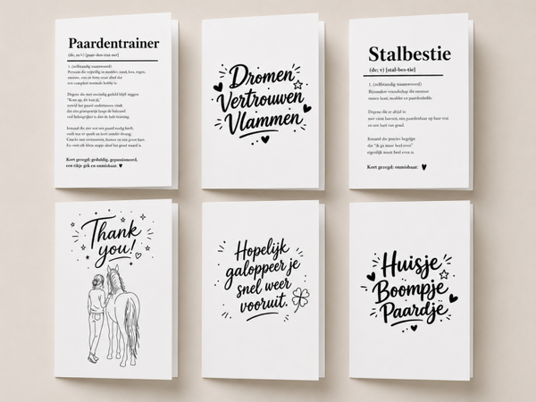 Wenskaarten Set  6 Paardenkaarten