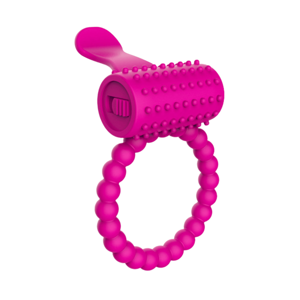 Anneau rose vibrant silicone avec langue picot Pocket Pleasure 1 dosette de lubrifiant