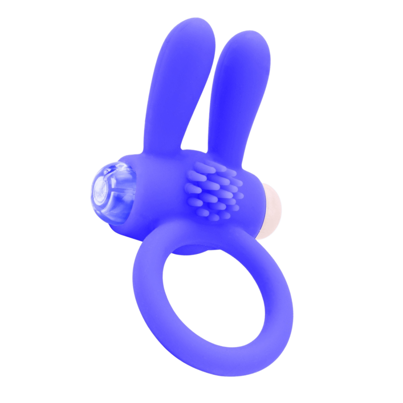 Anneau Vibrant Rabbit Bleu Silicone 1 dosette de lubrifiant — Pocket Pleasure