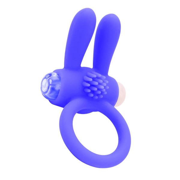 Anneau Vibrant Rabbit Bleu Silicone 1 dosette de lubrifiant — Pocket Pleasure