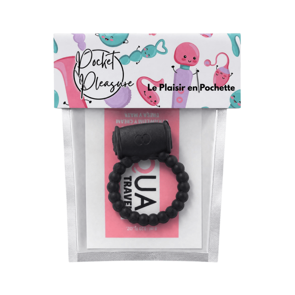 Cockring Vibrant Perlé Noir 1 dosette de lubrifiant — Pocket Pleasure