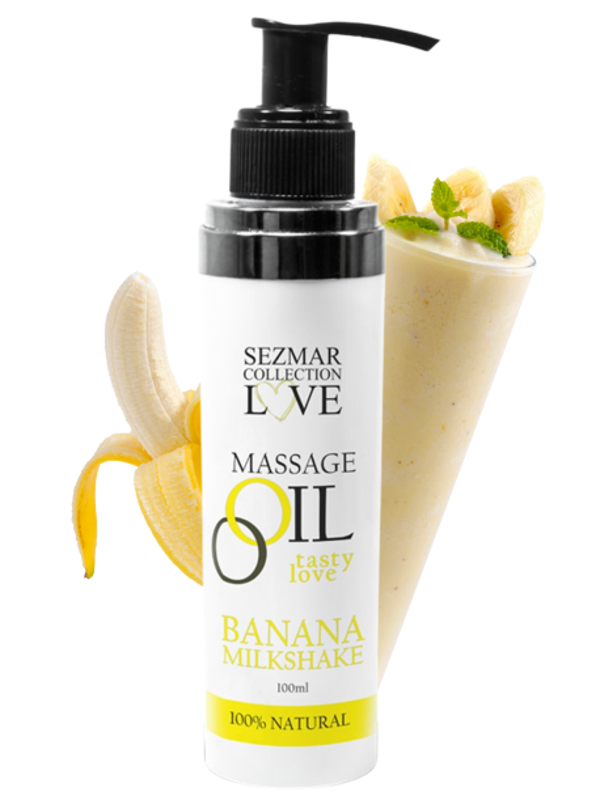 Huile de massage comestible milkshake banane 100ml 100% naturelle