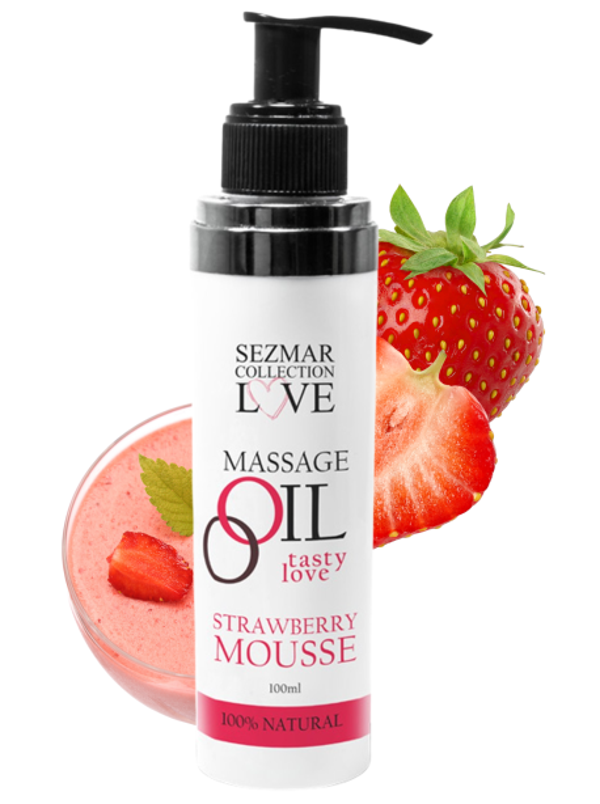 Huile de massage comestible mousse de fraise 100ml 100% naturelle