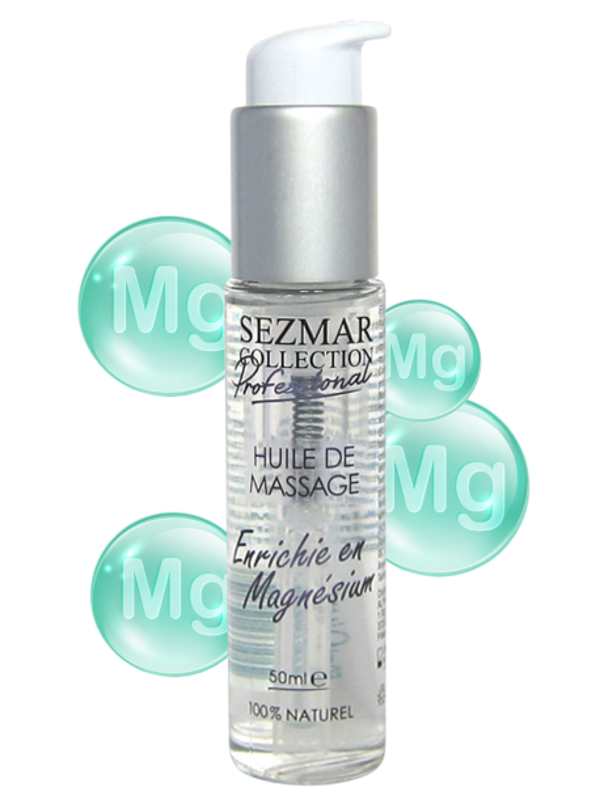 Huile de massage professionnelle Enrichie en Magnésium 100% naturelle 50 ml